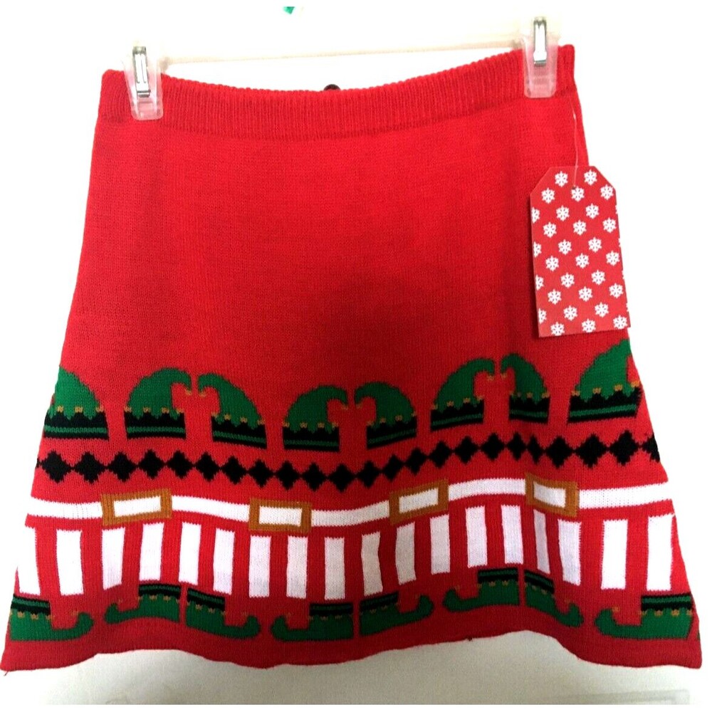 With love Love Derek Christmas Skirt Elves Women's Medium Knit NWT